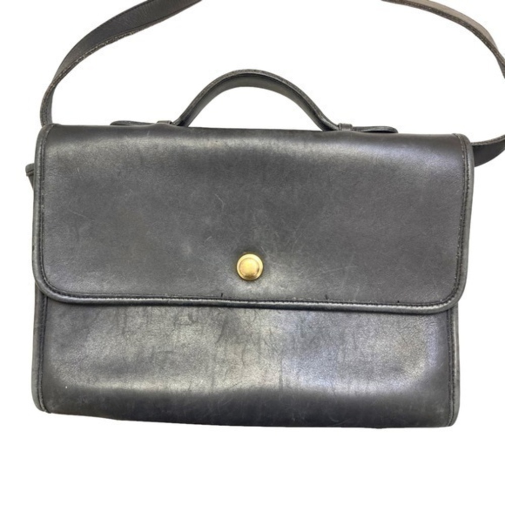 Coach vintage rare black leather avenue shoulder crossbody messenger bag